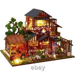 Wooden 3D Miniature Dollhouse He Xi Ju WithLED Building Model House DIY Bookshelf