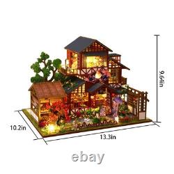 Wooden 3D Miniature Dollhouse He Xi Ju WithLED Building Model House DIY Bookshelf