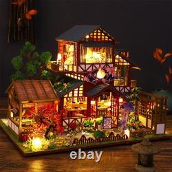 Wooden 3D Miniature Dollhouse He Xi Ju WithLED Building Model House DIY Bookshelf