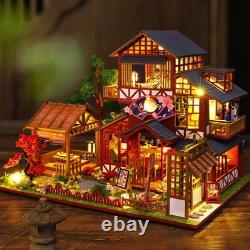 Wooden 3D Miniature Dollhouse He Xi Ju WithLED Building Model House DIY Bookshelf