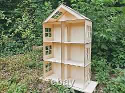 Wooden Big Dollhouse, Dollhouse miniature 4 floors, Dollhouse kit