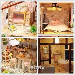 Wooden DIY Dollhouse Kit, Miniature with Furniture, Creative Craft Gift for Love
