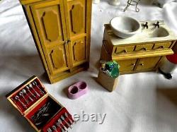 Wooden Doll House 3-story with extra feature DYI kits and wooden furniture