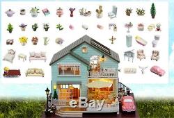 Wooden Doll House DIY Miniature Dollhouse Furniture Kit Toys Children Christmas