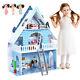 Wooden Dollhouse 3-Story Pretend Playset With Furniture&Doll Gift for Age 3+ Year