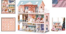 Wooden Dollhouse Gift for Kids Inspires Creativity & Endless Fun, Ages 3-6