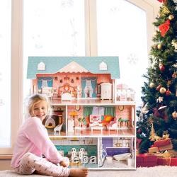 Wooden Dollhouse Gift for Kids Inspires Creativity & Endless Fun, Ages 3-6