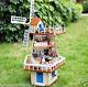 Wooden Dollhouse Miniatures DIY wind House Kit w Light windmill Cafe Coffee Shop