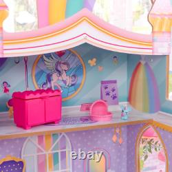 Wooden Dollhouse Rainbow Dreamers Unicorn Mermaid Doll House Gift Little Girls