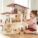 Wooden Dollhouse for Girls, Doll House with 5 Rooms DIY Play Pretend Play Drea