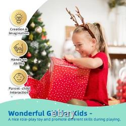 Wooden Dollhouse with Liftable Elevator 2.6 Feet High Modern Doll House for