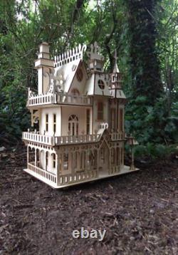 Wooden Dolls House Victorian gothic Dollhouse craft wood DIY Kit free UK post