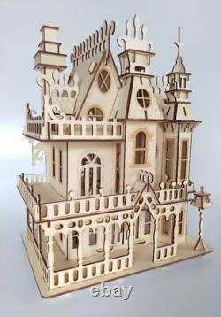 Wooden Dolls House Victorian gothic Dollhouse craft wood DIY Kit free UK post