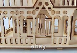 Wooden Dolls House Victorian gothic Dollhouse craft wood DIY Kit free UK post