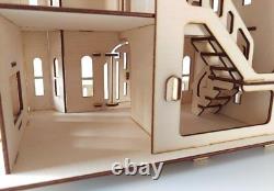 Wooden Dolls House Victorian gothic Dollhouse craft wood DIY Kit free UK post