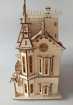 Wooden Dolls House Victorian gothic Dollhouse craft wood DIY Kit free UK post