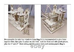 Wooden Dolls House Victorian gothic Dollhouse craft wood DIY Kit free UK post