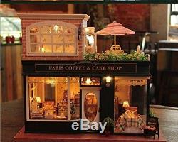Wooden Handmade Dollhouse Miniature DIY Kit Romantic Cafe w Furniture 124 scale