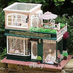 Wooden Handmade Dollhouse Miniature DIY Kit Romantic Cafe w Furniture 124 scale