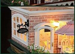 Wooden Handmade Dollhouse Miniature DIY Kit Romantic Cafe w Furniture 124 scale