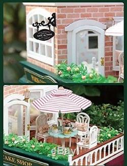 Wooden Handmade Dollhouse Miniature DIY Kit Romantic Cafe w Furniture 124 scale