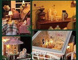 Wooden Handmade Dollhouse Miniature DIY Kit Romantic Cafe w Furniture 124 scale