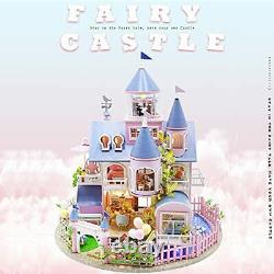 YUZHEN DIY Miniature Dollhouse Kit with Furniture and LED Lights Large Castle