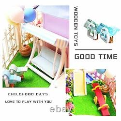 YUZHEN DIY Miniature Dollhouse Kit with Furniture and LED Lights Large Castle