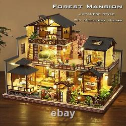 Yuzhen DIY Miniature Dollhouse Kit with Furniture and LED Lights, Japanese Wo