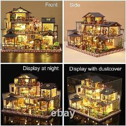 Yuzhen DIY Miniature Dollhouse Kit with Furniture and LED Lights, Japanese Wo