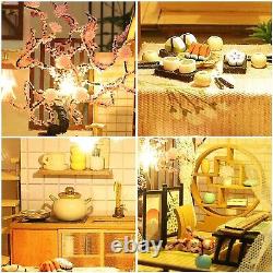 Yuzhen DIY Miniature Dollhouse Kit with Furniture and LED Lights, Japanese Wo