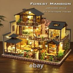 Yuzhen Miniature Dollhouse Kit with Furniture & LED Lights, Japanese Wooden D