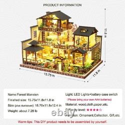 Yuzhen Miniature Dollhouse Kit with Furniture & LED Lights, Japanese Wooden D